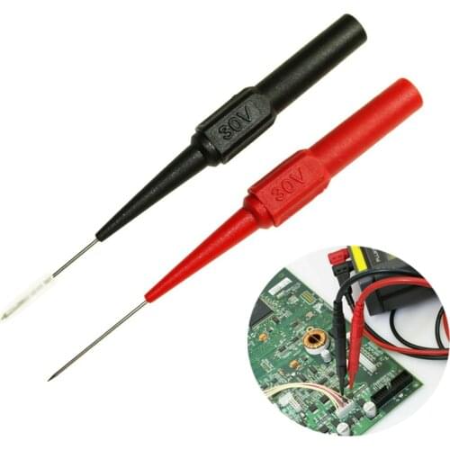 4pcs Multimeter Test Leads Extension Cord Red/black 30V-60V Non-destructive Back Probes Sharp Needle Insulation Piercing Needle