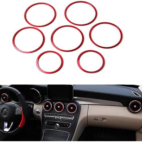 7Pcs Red Exterior A/C Air Vent Outlet Ring Cover Trim for Mercedes Benz C Class 2015 W205 C180 C200 C250 C300 C400 & GLC 2016