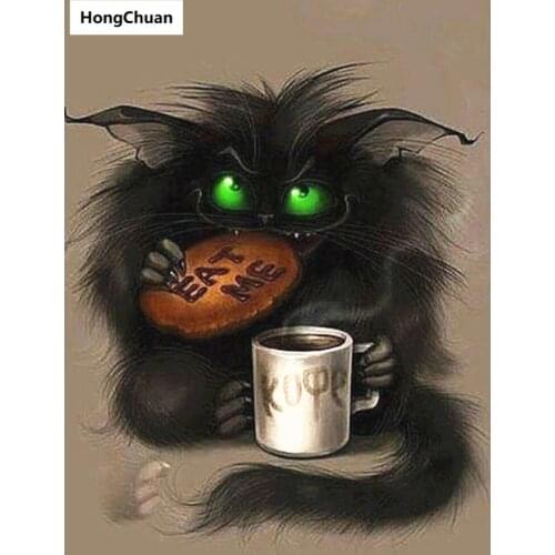 Diamond embroidery, cartoon cat, 5d diamond painting square, round diamond inlay, rhinestone pictures, cross stitch, new year