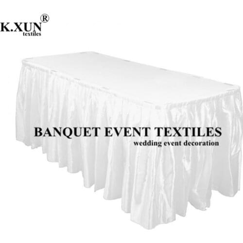 White Black Ivory Color Satin Table Cloth Skirting Cake Table Skirt For Wedding Event Decoration