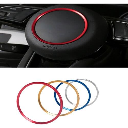 Big Size Circel Car Stickers For Audi Uniserval Model Aluminum Metal Luxury Steering Wheel Ring Center Cover Trim Sticker