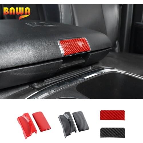 BAWA Carbon Fiber Style Car Interior Center Armrest Box Switch Covers ABS Auto Accessories Decorate For Dodge Ram 1500 2010-2017