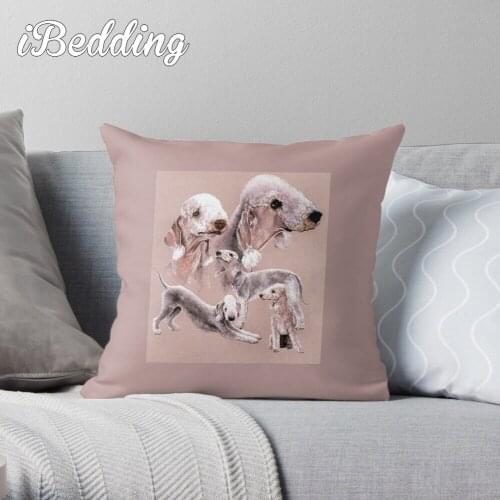 Bedlington Terrier Collage Throw Pillow Cushion Cover Polyester Throw Pillows Case On Sofa Home Living Room Car Seat Decor