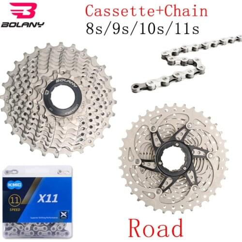 BOLANY Road Bicycle Cassette 8s 9s 10s 11s Bike Freewheel 8/9/10/11S Chain 11-25/28/32/36T Bike Sprocket Fit Shimano/SRAM