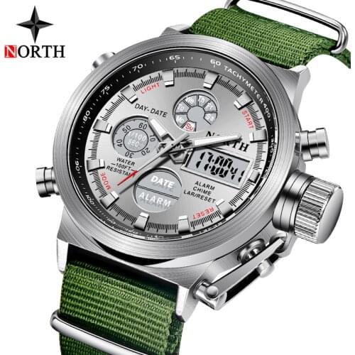 NORTH Top Brand Luxury Watches Mens Fashion Casual Nylon Strap Quartz Watch Men Waterproof Sport Digital Clock Relogio Masculino