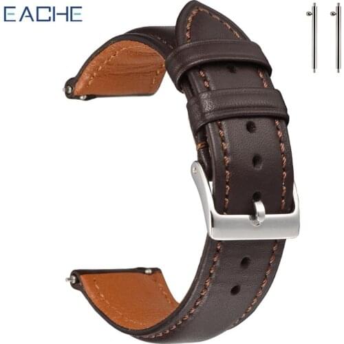 EACHE 18mm 20mm 22mm Quick Release Easy Change Full Top Grain Durable Italy Mens Women Leather Watch Straps