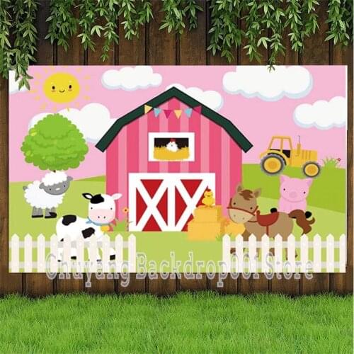 Farm Animals Photography Backdrop Kids Birthday Party Baby Shower Photo Studio Background Decor Banner Prop