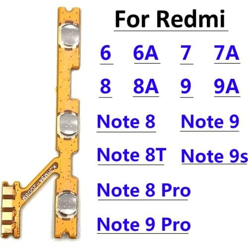 New Volume Button Power Switch On Off Button Flex Cable For Xiaomi Redmi 8 8A 9 9A Note 8 9 Pro 9S Mi 10T Power Volume button