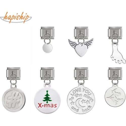 Hapiship 2020 Original Daisy Angle Wing Mom Footprints High-end Charm Fit 9mm Bracelet Stainless Steel Jewelry DIY Making DJ084