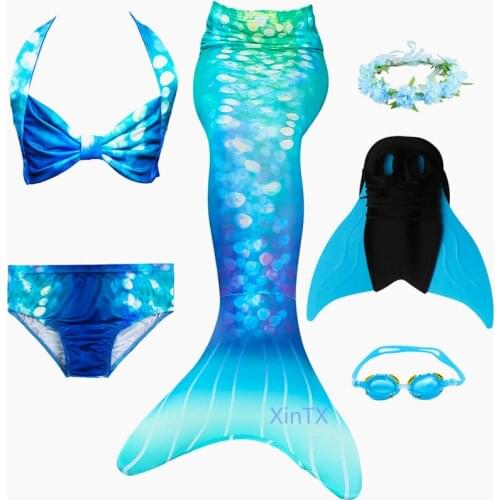 Girls Mermaid tails with/No Monofins Flipper Mermaid Swimming Tails for Kids Girls Summer Beach Wear Swimsuits Mermaid Costume