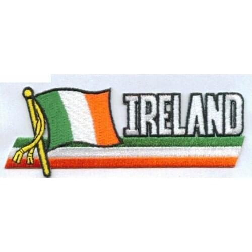 Ireland Flag Embroidery Patch Personalized Cloth Labels Custom Cloth Tags Twill with Heat Cut Edge and Iron On Backing MOQ50pcs