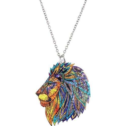 Fashion Jewelry Lion Head Acrylic Sweater Chain Pendant Necklace For Women