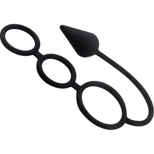 Men Time Delay Three Ring Cock Penis Lock Anal Butt Plug Prostate Massager Sex ToysAdult Sex Toy For Men Women Sex Shop