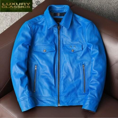 Natural Genuine Leather Coat Men Winter Male Jacket 2021 Streetwear Motorcycle 100% Real Cow Leather Mens Jackets 2046