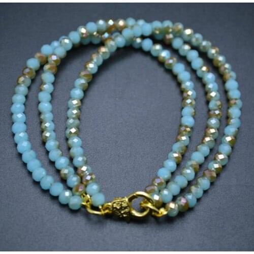 New Color Faceted Crystal Glass Beads 3 Layers Lobster Clasp Fashion Women Bracelets 5pc/lot