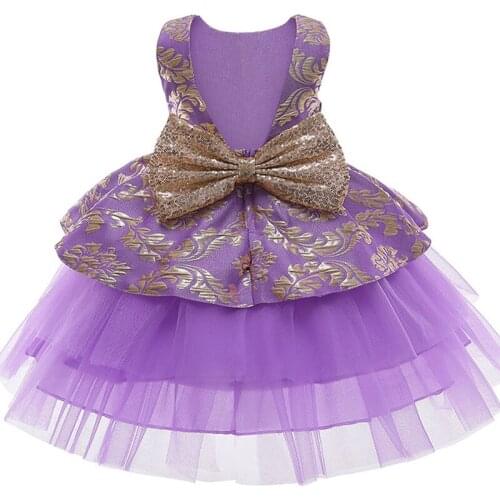 KEAIYOUHUO Lace Bow Dress 1st Birthday Party Dress Elegant Flower Girls Princess Newborn Ball Gown Ball Infant Vestidos 0-3 Year