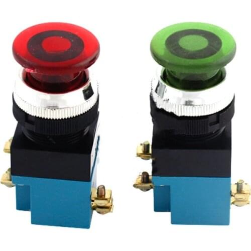 P187 ON-OFF Mushroom Push Button Switch 3800V electrical industrial switch 4 screws with light Green/Red LA19-11J