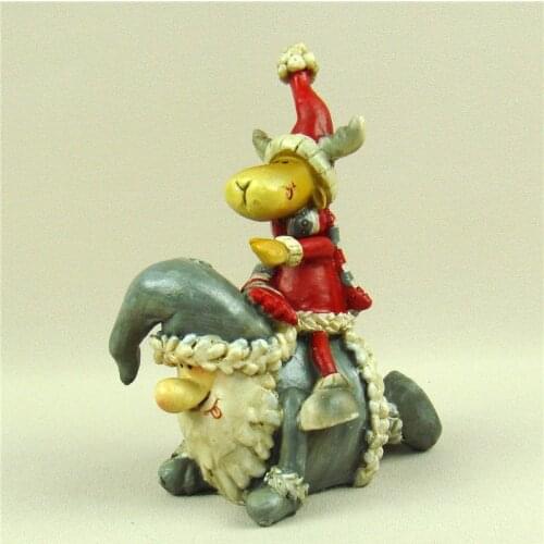 Whimsical Santa Claus Figurine Handmade Resin Reindeer Miniature Christmas Novelty Decor Gift Craft Embellishment Accessories