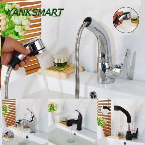 YANKSMART Luxury Pull Out Kitchen Faucet Deck Mount Kitchen Water Taps with Hot and Cold Water Single Handle Crane Taps