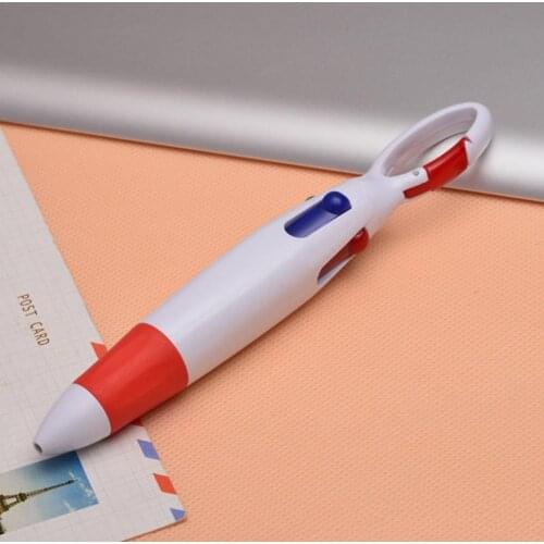 Press Ballpoint Pen With Carabiner Cartoon Keychain Pen Stationery Supplies Students Signature Office Pen V0R4