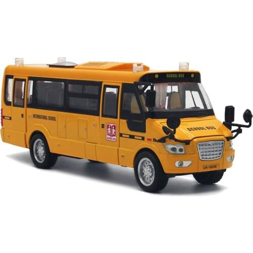 Alloy School Bus Model 5 Open Design LED Light Sound Effect Childrens Music Bus Toy Childrens Toys Gifts