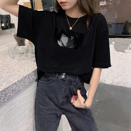 Oversized tops Death note printed Japanese anime women T-shirt punk street style short-sleeved shirts summer gothic dark T-shirt