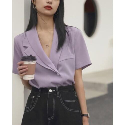 Casual Vintage Elegant Chiffon Blouse Female Short Sleeve Korean Summer Clothes for Women 2021 France Designer Office Lady Tops