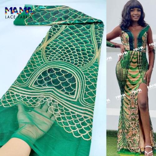 2.5 Yards Soft Velvet Embroidered French Lace Beautiful Nigerian Tulle Net Fabric Mesh Garment Clothes With Sequins Material