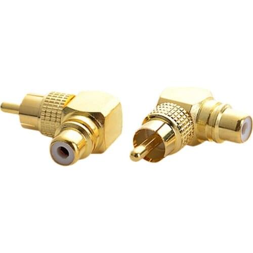 2 Pcs Copper L-Shaped RCA Right Angle Elbow 90 Degree Male Conversion Head Female to Male Wall Signal Cable Treasure