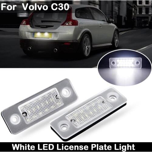 2Pcs For Volvo C30 2008-2013 Clear Lens High Brightness LED License Plate Light Number Plate Lamp
