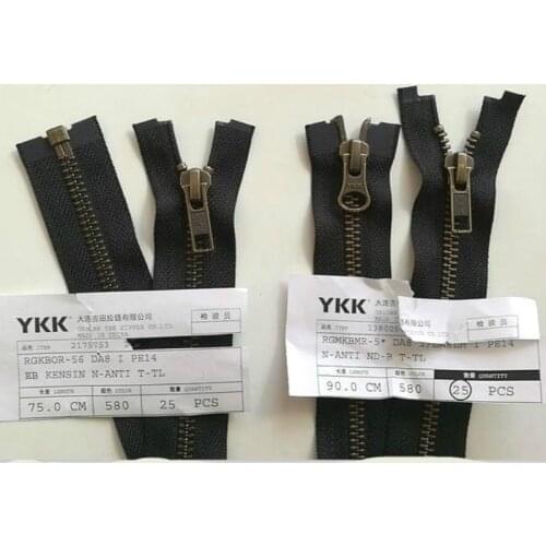 2pcs/lot 5# 75cm 90cm Long Ykk Metal Zipper Vintage Bronze Open End Black Trench Coat Jacket Clothes Tailor Sewing Accessories