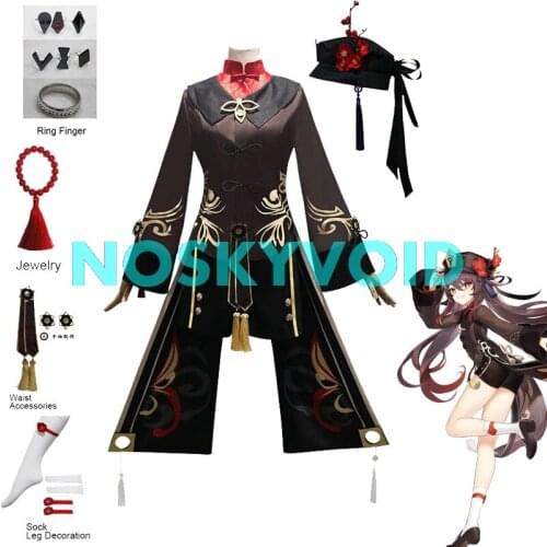 2021 Costume Genshin Impact HuTao Cosplay Wigs Game Clothing Accessories Sets Woman Size HuTao Costumes Halloween Carnival