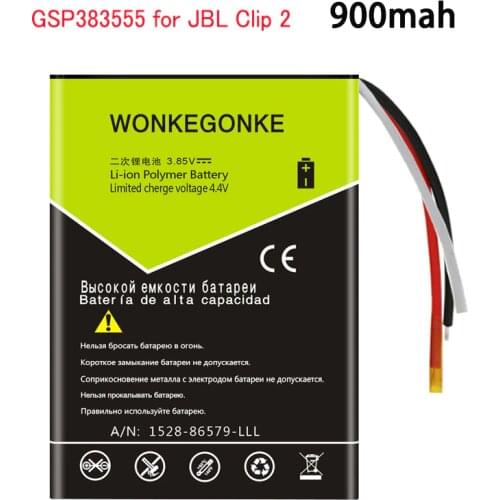 900mAh Battery GSP383555 for JBL Clip 2, Clip 2 AN, CLIP2BLKAM, CS056US, P04405201 Battery