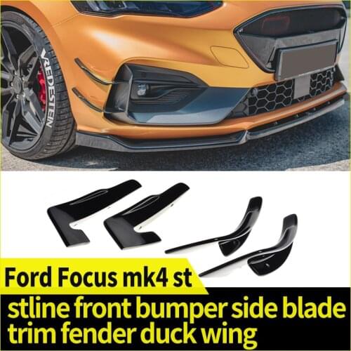 Car Bumper Lip Fin Splitter Spoiler Canard Front bumper side blade trim fender (canard wing) for Ford focus St/st-line MK4 18-21