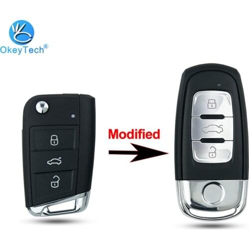 OkeyTech 3Button Modified Remote Car Key Shell Case Cover Fob For Volkswagen Passat Golf 7 MK7 Skoda Seat Leon For Skoda Octavia