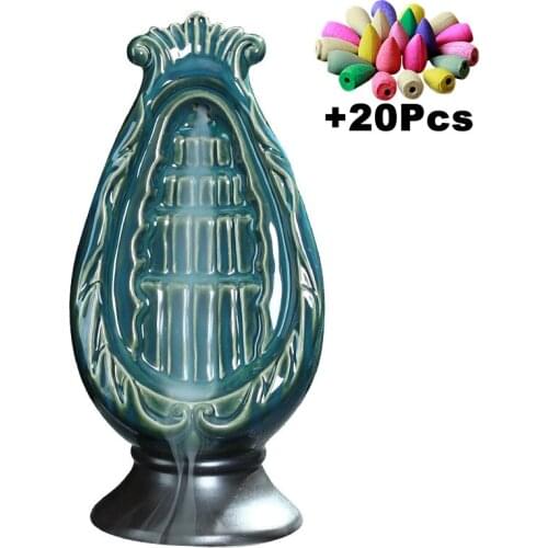 Fambe Waterfall Burner Ceramic Incense Holder Hand Made Ceramic Handiwork Home Office Decor With 20Cones Gift