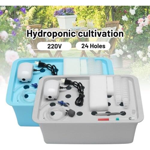 220V 24 Holes Hydroponic System Kit Indoor Aerobic Soilless Cultivation Water Planting Grow Box