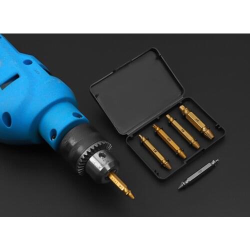 4pcs severed screw remover HSS4341/Alloy steel S2 slip tooth break screw removal removal tool double-head broken wire remover