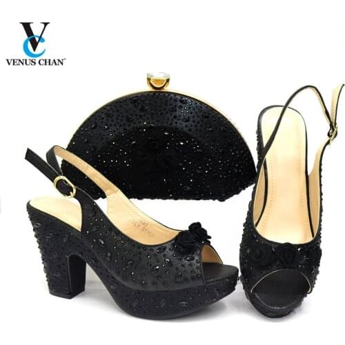 Italy Designer Luxury Wedding Decorated with Rhinestone African Nigeria Elegant Summer Woman Pumps Shoes and Bags Set Party ShoE