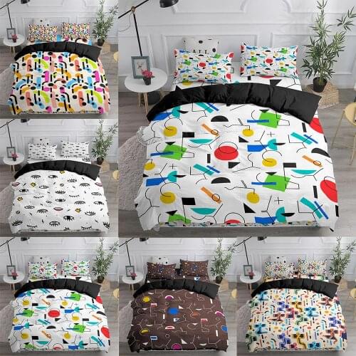 2021 Cartoon Duvet Cover 3D Geometry Printing Bedding Set 2/3 Pieces Home Textile Bed Cover Set Pillowcase(No Sheets)14 Sizes