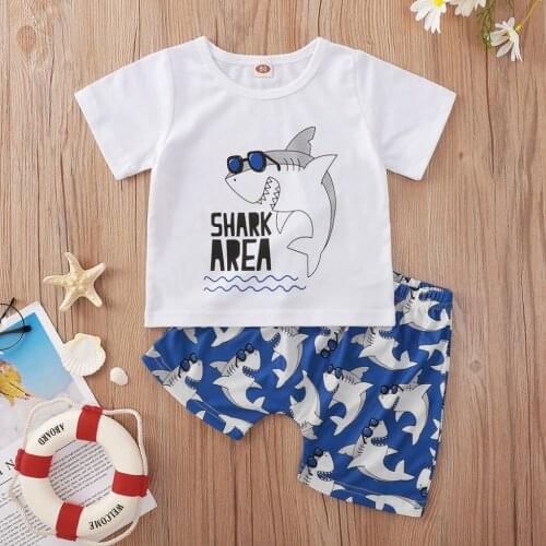 White Shark print boy shorts suit