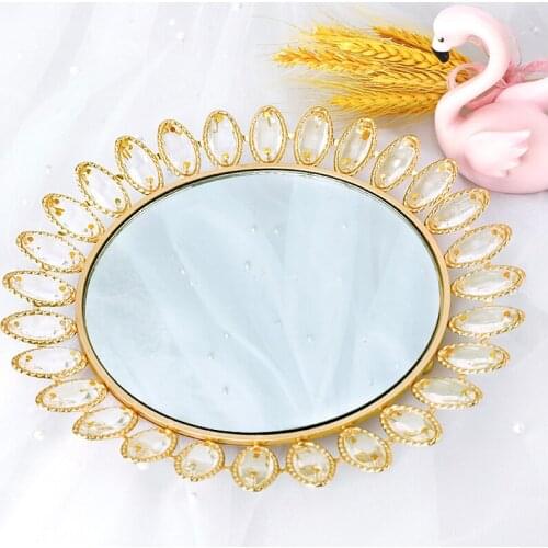 Round/Square Crystal Plates Cake Stand Mirror Cupcake Dessert Display Decoration Tools Wedding Tray Home Storage Tray