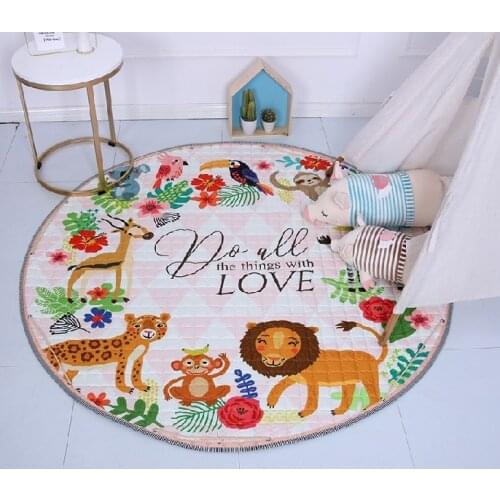 Round Floor Crawling Play Mat For Baby Room Decoration Non Skid Carpet Blanket Kids Toys Storage Bag Beach Picnic Room Decor