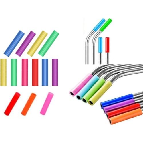 100Pcs Reusable Silicone Straw Tips for 1/4" Wide (6 mm) Stainless Steel Straws Food Grade Straws Tips Covers Length 4CM