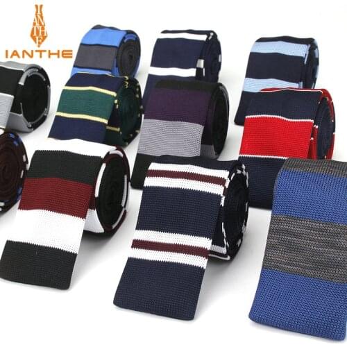 Mens Suits Knit Tie Plain Stripe Brand Necktie For Wedding Party Tuxedo Shirts Woven Skinny Gravatas Cravats Knitted Slim Ties