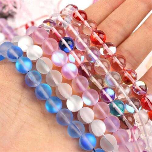 Austria Crystal Synthesis Glitter Moon Stone Soomth matte Frosting beads For Jewelry Making DIY Bracelet Necklace 6/8/10/12mm