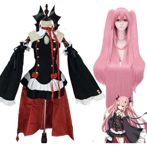 New Anime Seraph of the end Krul Tepes Wigs Cosplay Costumes Lolita Dress Vampire Uniforms 6Pcs/Set For Halloween Party play