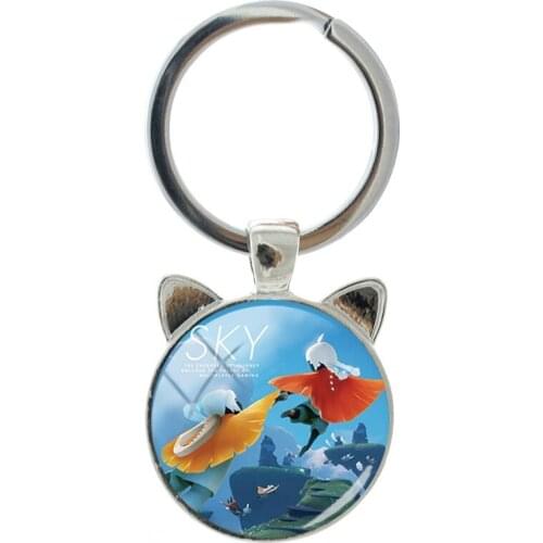 NEW Anime Light Yu Model Handmade Silver-plated Cat Ear Keychain Mens and Womens Bag Keychain Jewelry