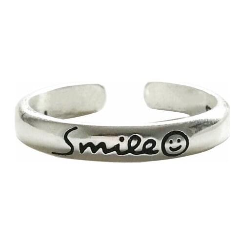 New Charming Smile Letter Finger Ring for Women Vintage Boho Knuckle Party Rings Gothic Punk Jewelry Gifts for Girls