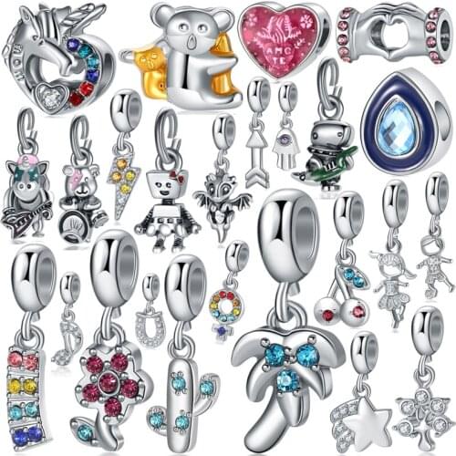 New Fashion Moon Baby Girl Boy Flowers Stars Pendants fit Pandora Charms Bracelets Bangles for Women DIY Beads Silver Color Gift